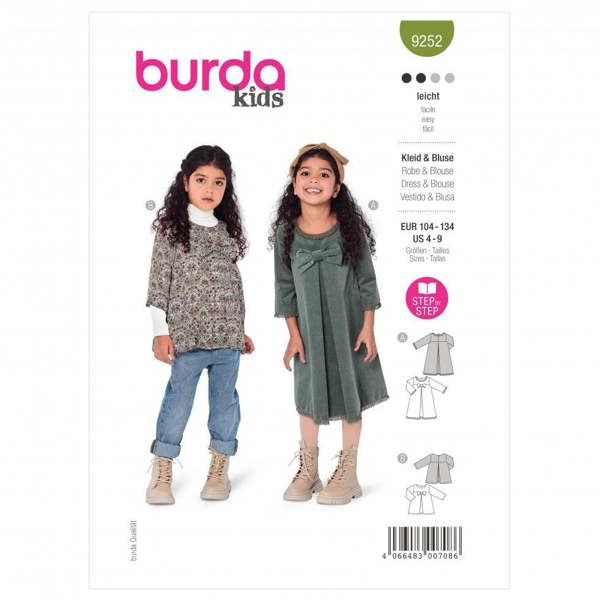 Burda Sewing Pattern 9252 Dresses, Tops and Tunics For Kids, 4-9 (104-134) - Easy