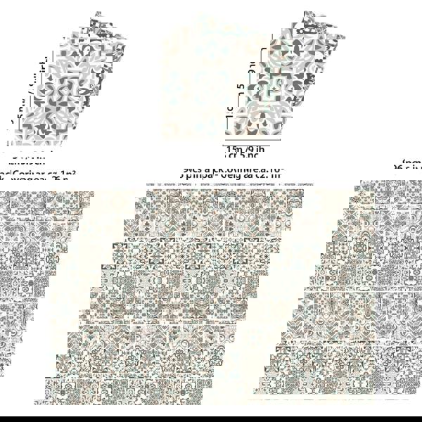 WALPLUS WT1598 - Vintage Victorian Wall Tile Stickers - 15 cm x 15 cm - 24 pcs