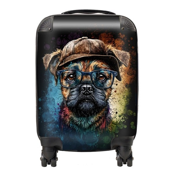 Warren Reed Border Terrier Dog Face Splashart Suitcase