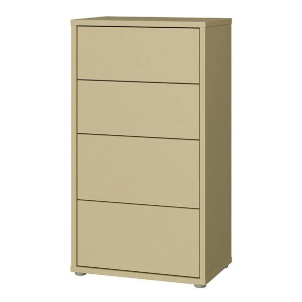 Alice Springs Tall 4 Drawer Chest with Push-to-Open Drawers in Butter Yellow