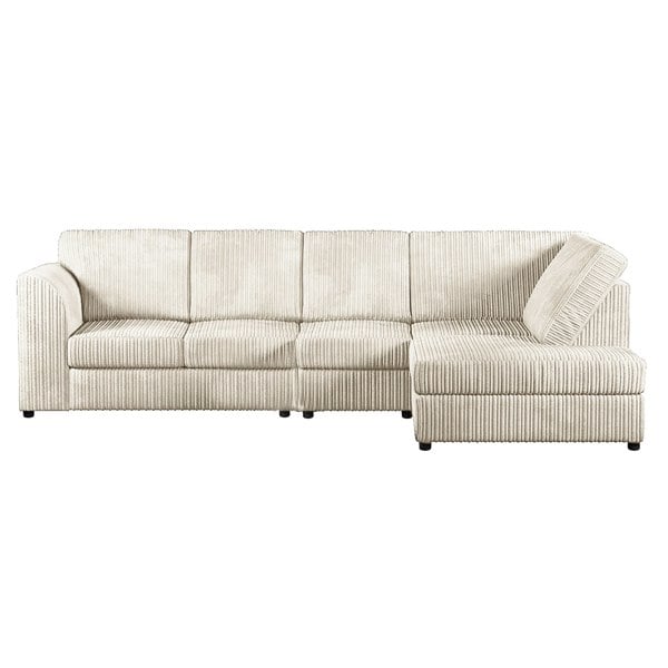 Furnishings For Less Luxor Full Cord Fabric 5 Seater Corner Sofa Full Back