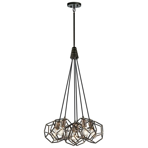 6 Bulb Chandelier Hanging Pendant LIght Raw Steel LED E27 100W Bulb Loops