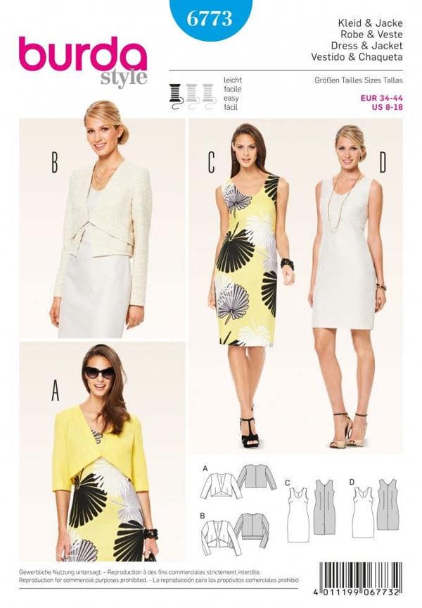 Burda Sewing Pattern 6773 Dresses and Jackets For Women, 8-10-12-14-16-18 - Easy