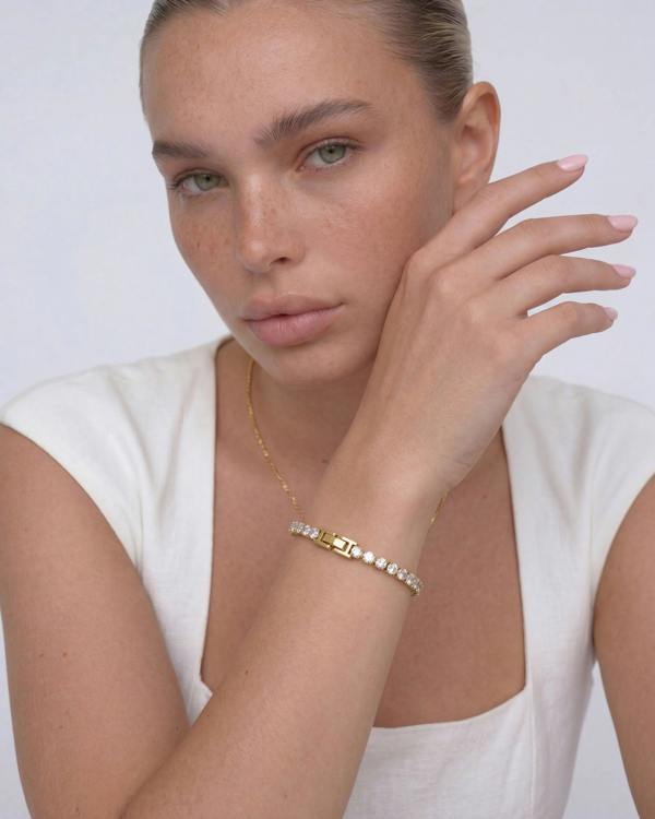 Elk & Bloom 14K Gold Solitaire Tennis Bracelet
