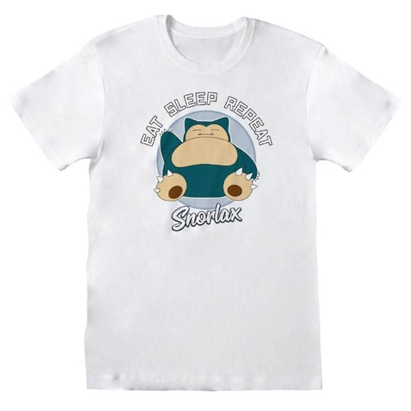 Pokemon Unisex Adult Eat Sleep Repeat Snorlax T-Shirt - White