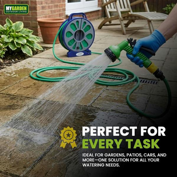 My Garden Outdoor Living My Garden Expandable Garden Hose Pipe 50ft/15m - Flexible Expanding Hose with 7-Mode Spray Gun, Tap Connector & Wind Reel