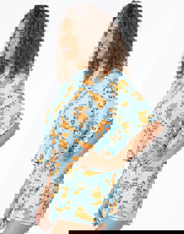 Garfield Womens Blue Garfield All-Over Print Short Sleeve Short Leg Pyjama Set