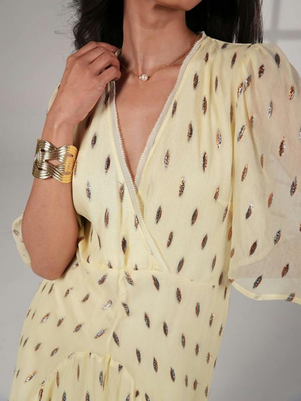 Rose & Nancy Talia Lemon Sparkle Maxi Dress