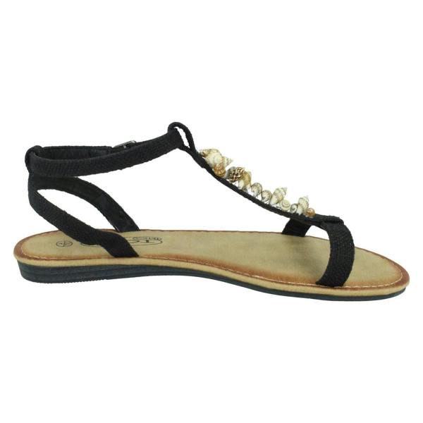 Spot On Ladies Spot On Shell T-Bar Sandals F00360