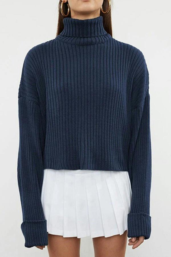 WOVCOR Crop Basic Knit Sweater