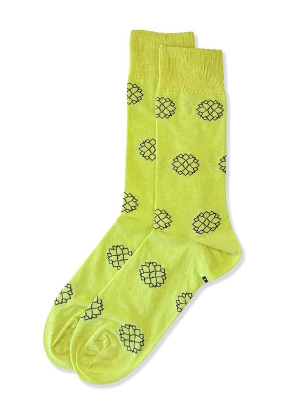 Jemsox Teardrop Flower (Lime Green) Premium Pattern Socks | Cotton-Rich Floral Socks by Jemsox