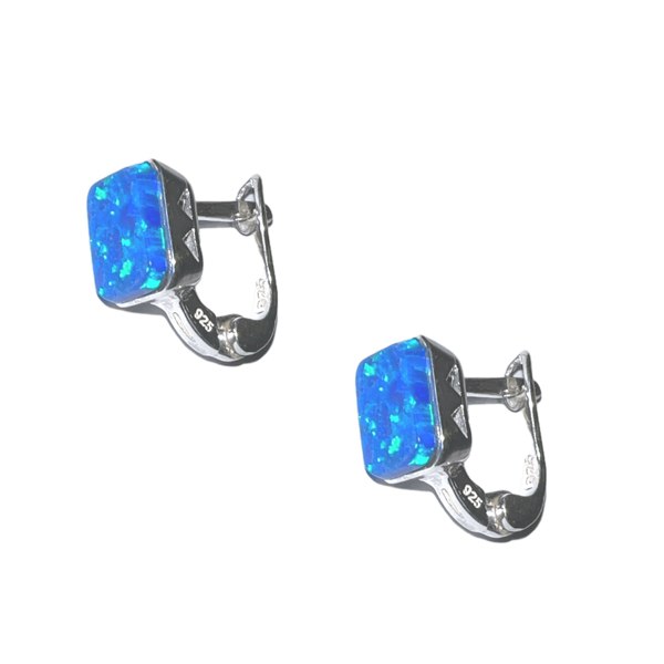 Rectangular High Quality Japanese Opal Sterling Silver Earring - Spero London