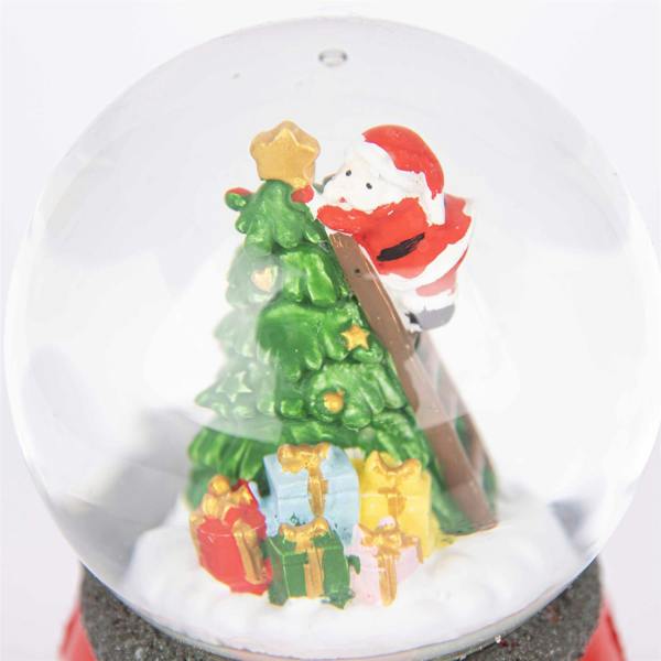 15cm Musical Christmas Snow Globe with Santa on Tree Scene and Resin Base image 5