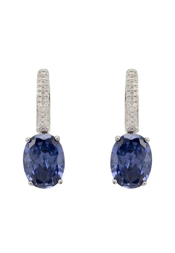 Alexandra Oval Drop Earrings Silver Tanzanite - LATELITA Earrings