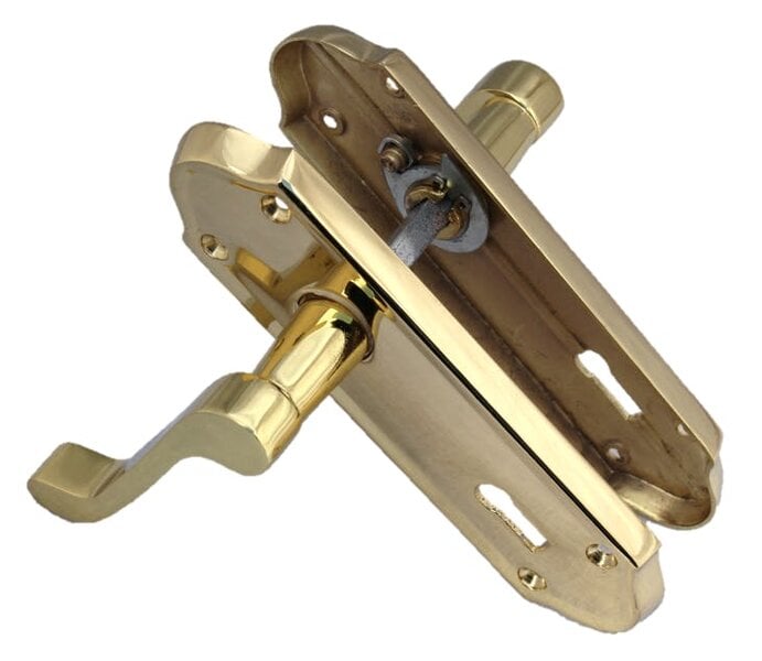 EDH Door Hardware Askworth Brass Plate Internal Lock Door Handles+ 3 Lever Mortice Sash Lock-170mm