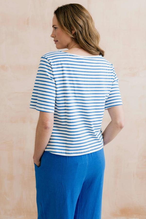 Lily & Me Kite Boxy Stripe T-Shirt Cobalt