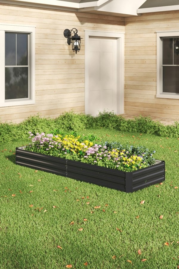 Living and Home Outdoor Rectangular Metal Raised Garden Bed
