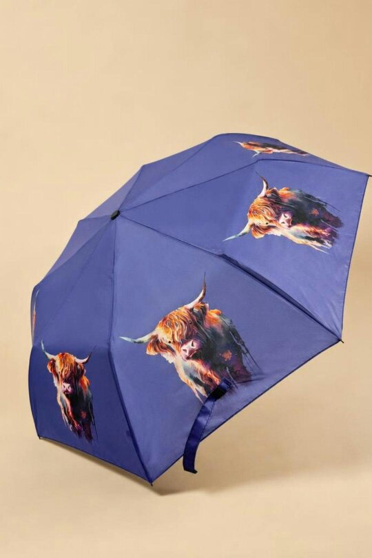 SVNX Highland Cow Umbrella in Blue