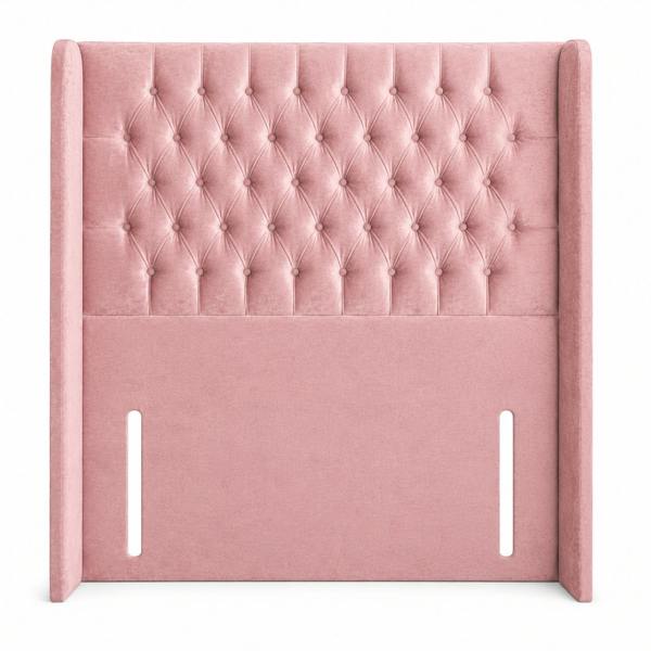 Great British Beds Chesterfield Winged Headboard - Pink Plush
