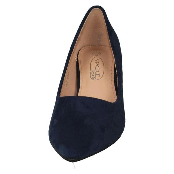 Spot On Ladies Spot On Mid Block Heel Pointed Toe Court Shoes F90127