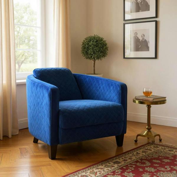 86CM BLUE COLOUR VELVET ARMCHAIR