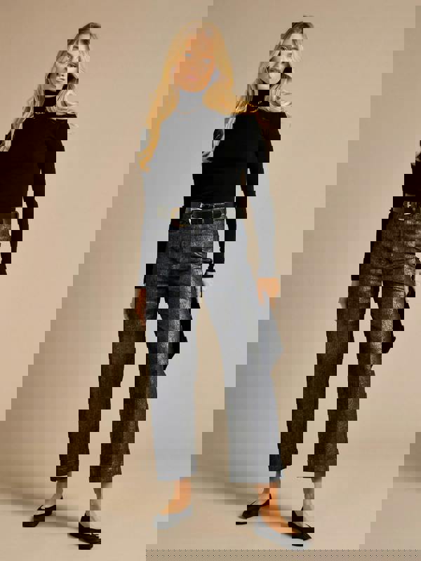 GWD Rydal Indigo Silver Foil Printed Wide Leg Denim Jean