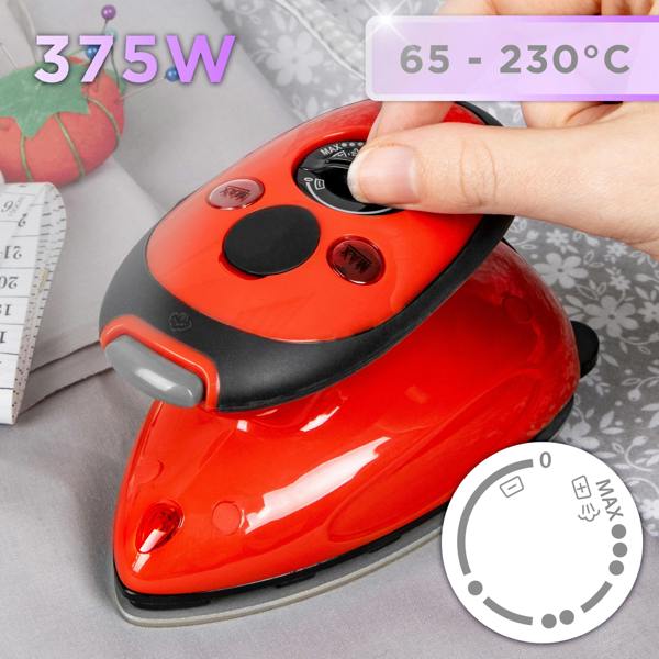 Duronic SI2 RD Mini Travel Steam Iron 375W Red 50ml Variable Temperature for Holidays Quilting & Crafts