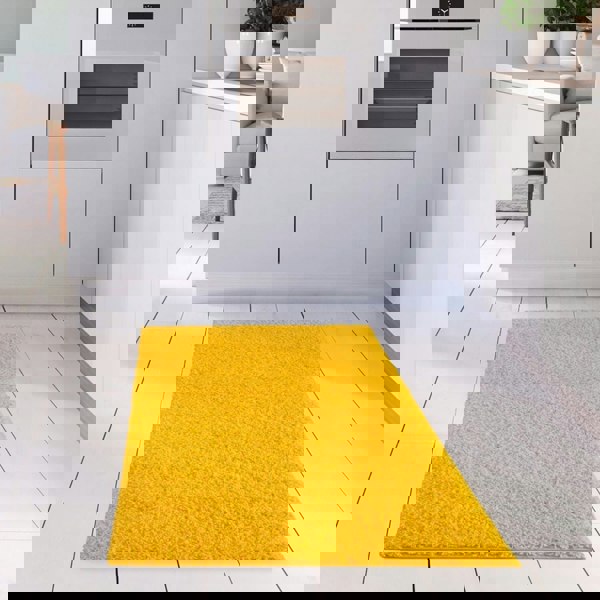 Shaggy Rug Plain Yellow high quality, non-shedding