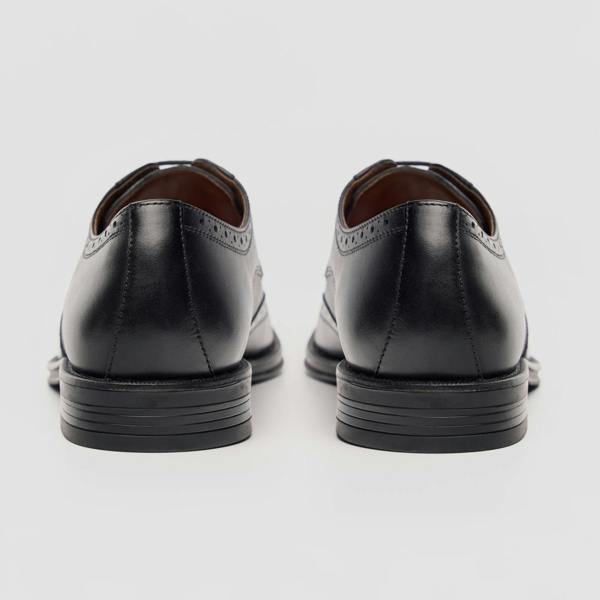 House Of Cavani Lorenzo - Men's Black Burnished Leather Oxfords Shoes