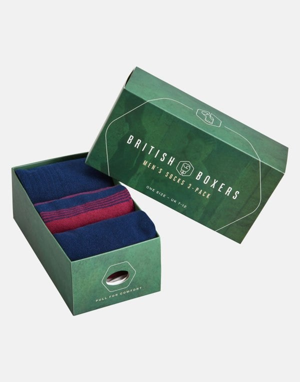 British Boxers Men's Three-Pair Sock Gift Box – Trainer Liner Socks