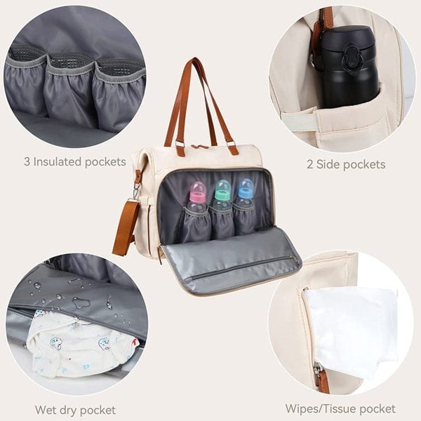 Anymom Mommy Baby Changing Bags Black 3 pcs Set Nappy Backpack