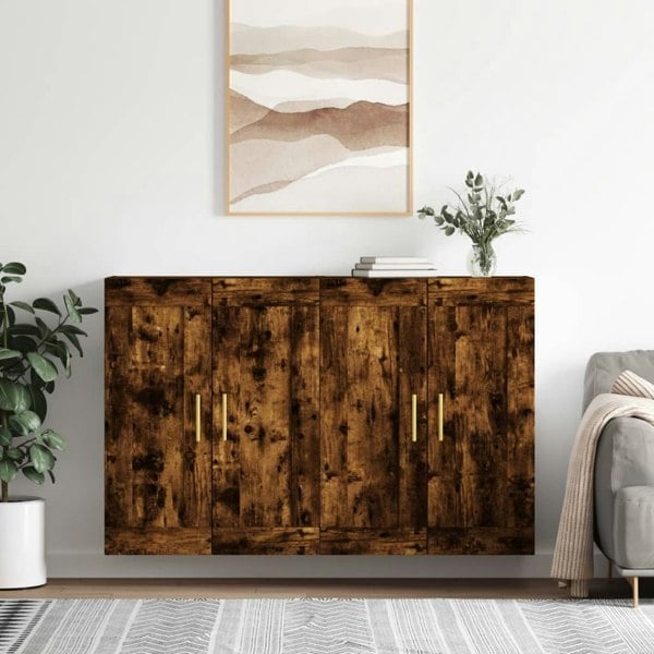 Berkfield Wall Mounted Cabinets 2 pcs Smoked Oak Engineered Wood