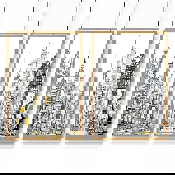 Wall Decor For Hallway | Set of 2 Urban Skyscrapers Wall art Prints