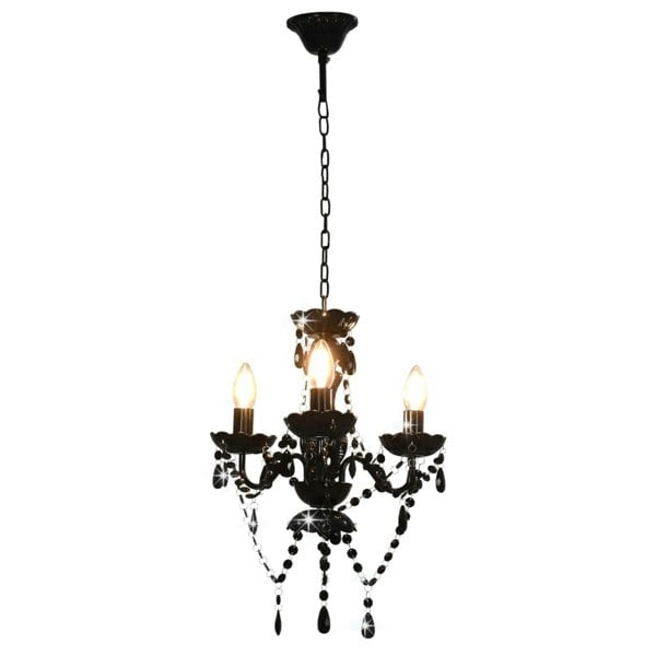 Berkfield Chandelier with Beads Black Round 3 x E14