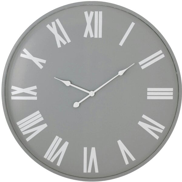 Wyld Haus 50cm Grey Wall Clock with White Roman Numerals and Minimal Frame