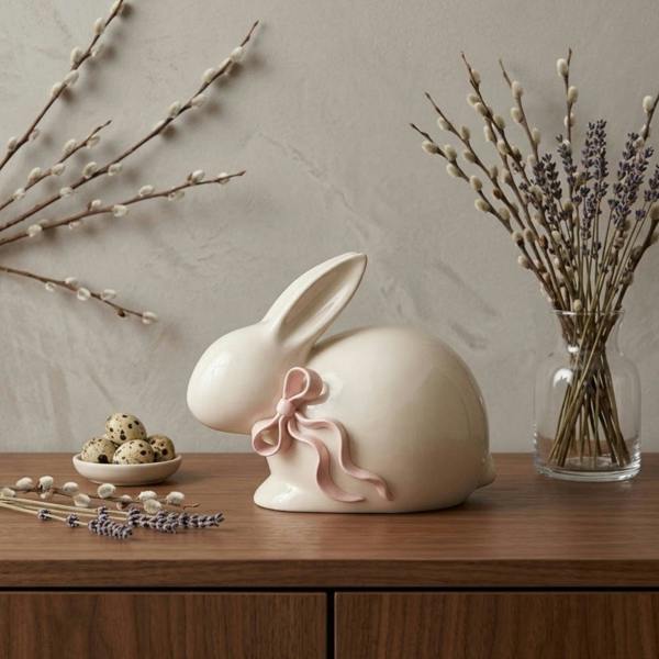 Garden Greatness Bunny Pink Bow Easter Ornament