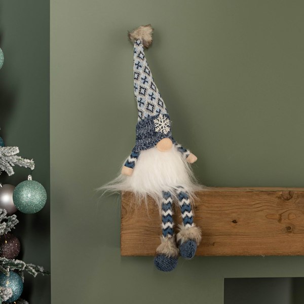 Samuel Alexander 55cm Battery Operated Light up Blue Christmas Gonk with Dangly Legs & Snowflake Hat