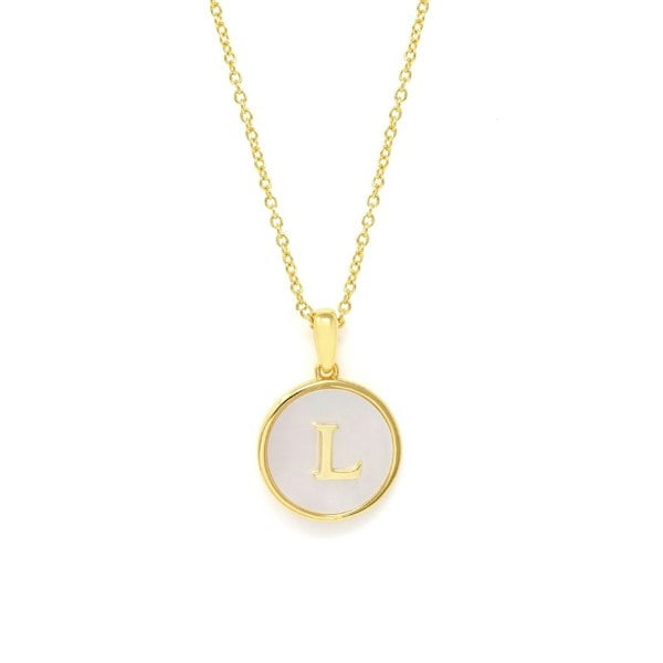 Say It With Initial Pearl Token Necklace - Gold Plated