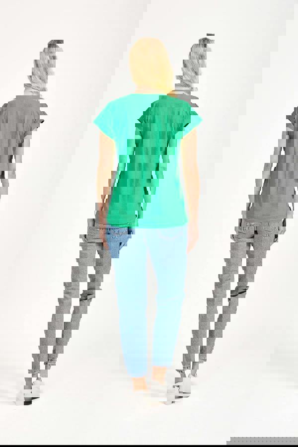 Embellished Glitter Leaf Print Top