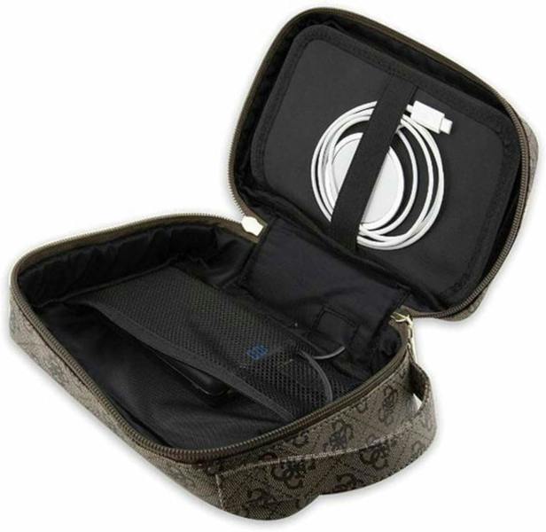 Guess 4G Printed Stripes Organizer Travel Bag Brown - GUHBP4RPSW
