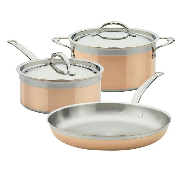 Hestan CopperBond Induction Copper Skillet, Saucepan, Soup Pot & Lids Set: 5 Piece