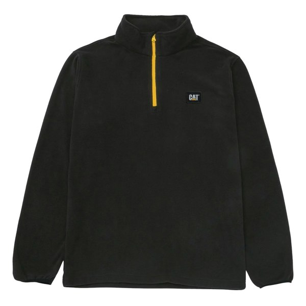 Caterpillar Mens Quarter Zip Fleece Top - Black/Yellow