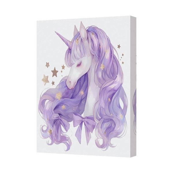 Benjamin Tate Design Pastel Unicorn Canvas Art Print With Purple Mane And Stars