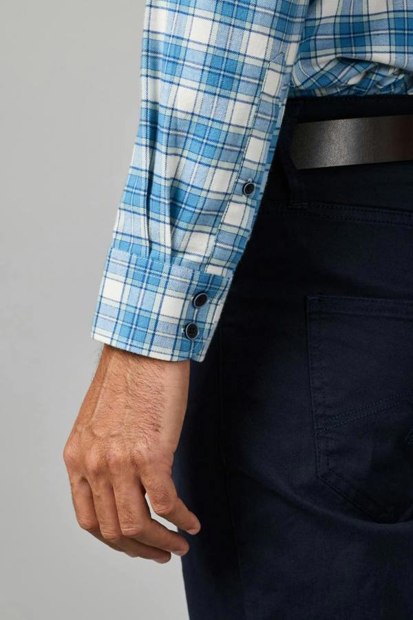 Double TWO Blue Check Flannel Long Sleeve Shirt