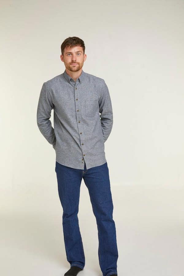 Charcoal Warm Handle Button Down Collar Casual Shirt