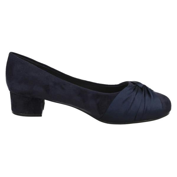 Spot On Ladies Spot On Block Heel Wide Fit Formal Satin Bow Court Shoes  F90150
