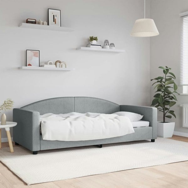 Berkfield Day Bed Light Grey 90x190 cm Fabric