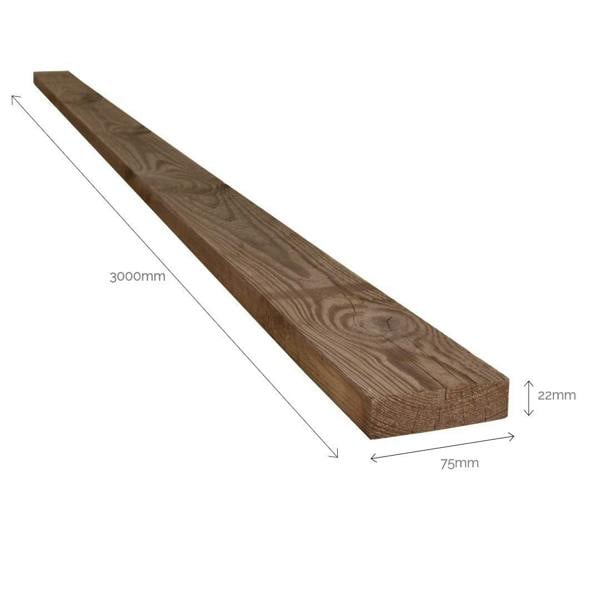 Snowdon Timber Reject Treated 3x1" Timber (T) 22mm (W) 75mm (L) 3.0m