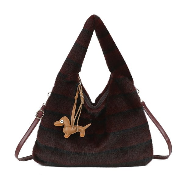 Kitise Cozy Faux Fur Hobo Soft Textured Tote Shoulder Bag
