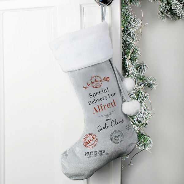Personalised Memento Company Personalised Special Delivery Silver Grey Stocking